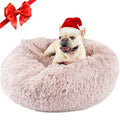 Himax Donut Dog Bed with Attached Blanket | Calming, Washable Bed for Medium Dogs (20/26/35) Beige