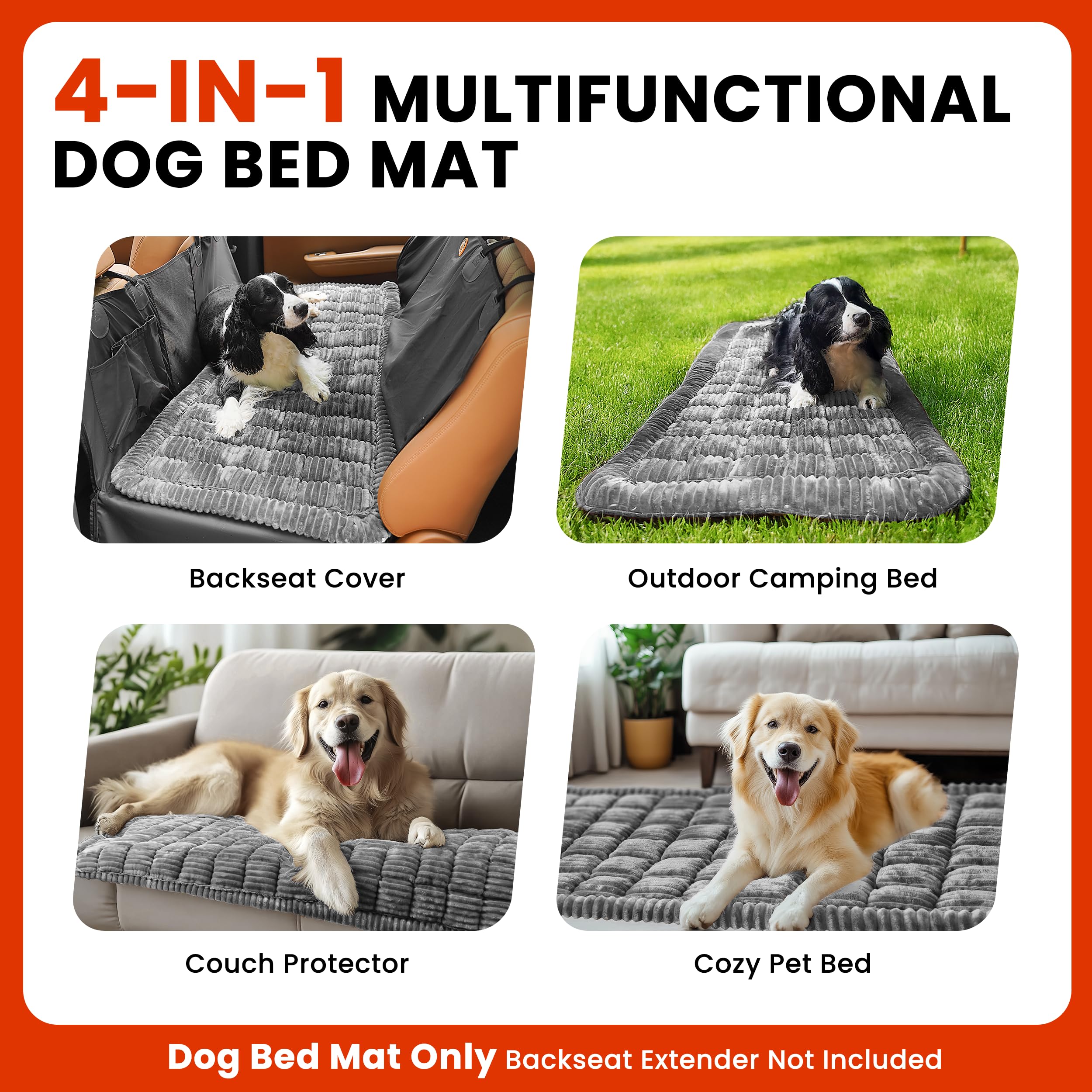 HiPetpy Backseat Dog Bed Mat – Non-Slip Car Seat Protector & Cozy Travel Blanket