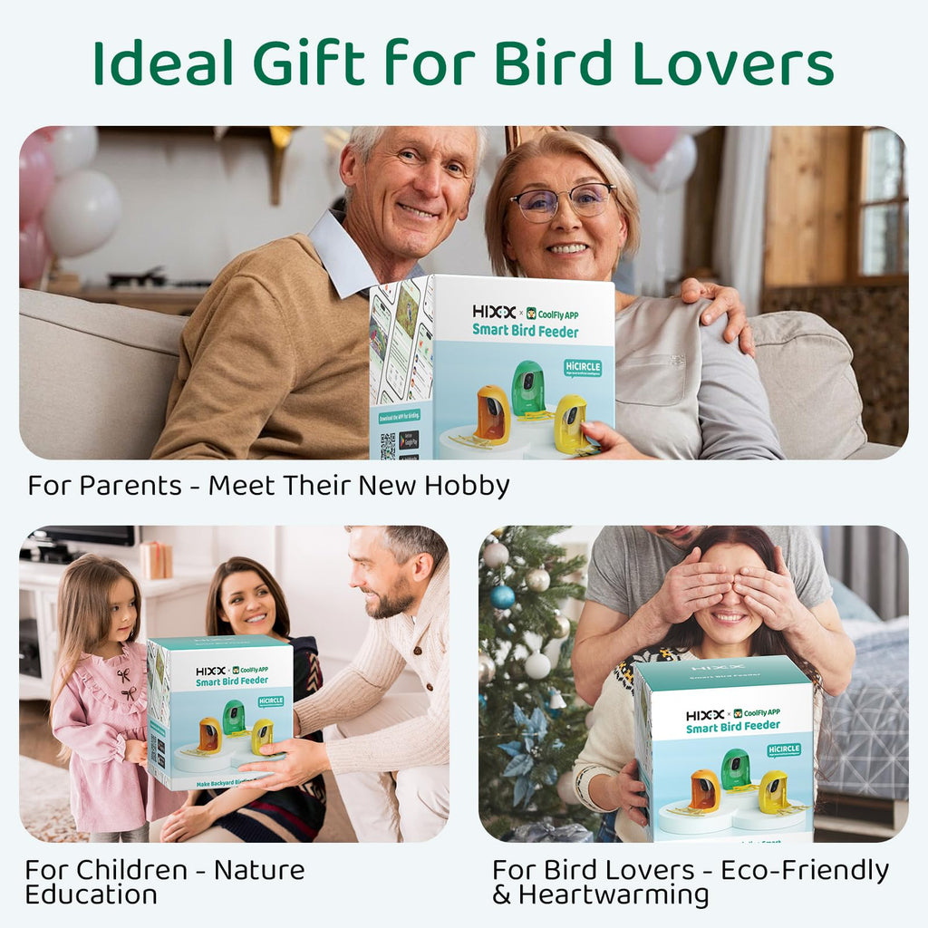 HIXX Smart Bird Feeder with Camera – 2K Live Birdwatching, AI ID, Solar Power, Color Night Vision