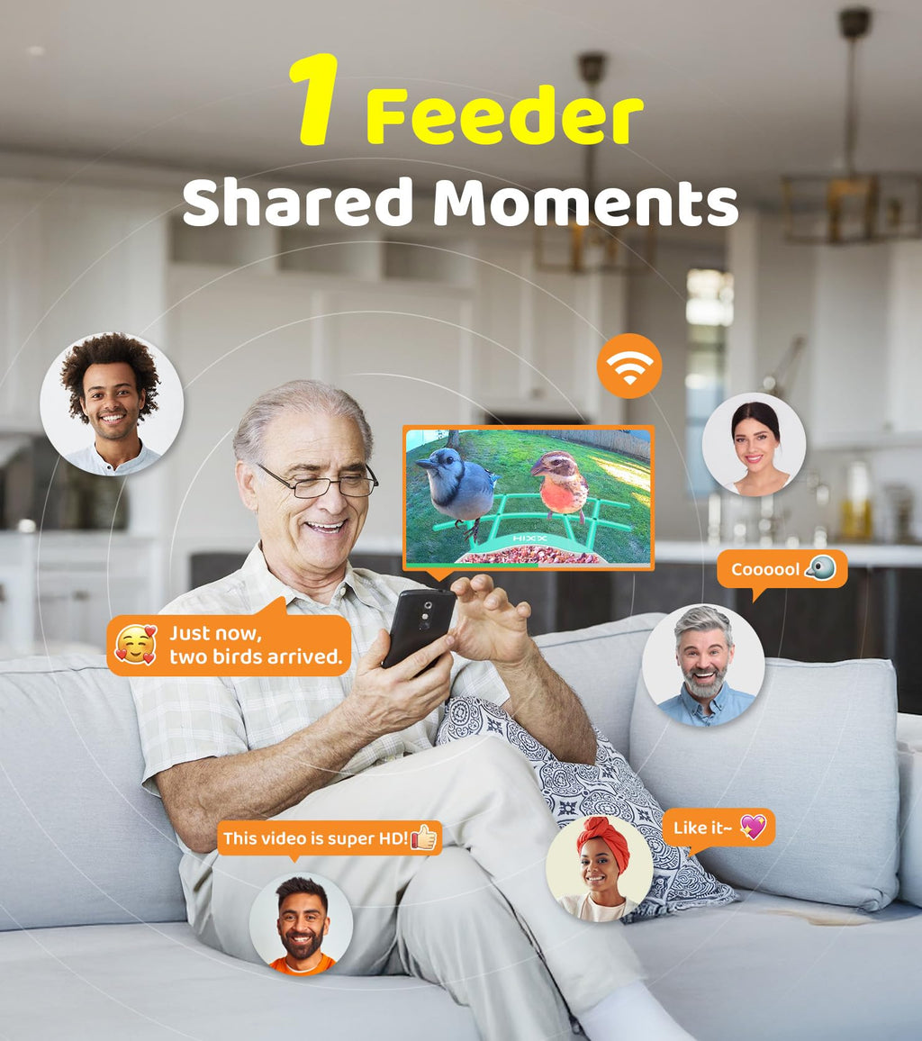 HIXX Smart Bird Feeder with Camera – 2K Live Birdwatching, AI ID, Solar Power, Color Night Vision