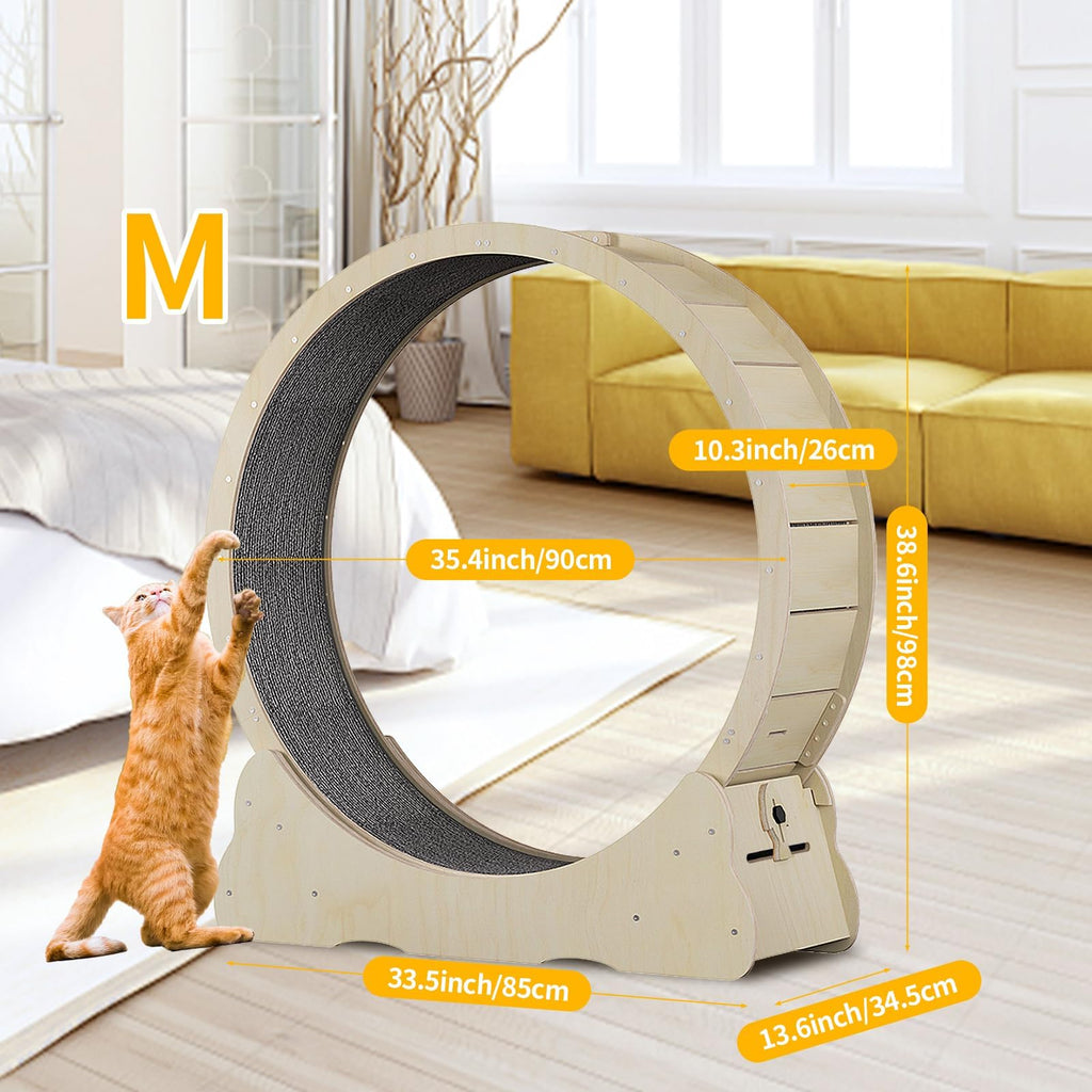 Homegroove 35.4-Inch Cat Exercise Wheel for Indoor Cats | Quiet, Safe Treadmill with Detachable Carpet