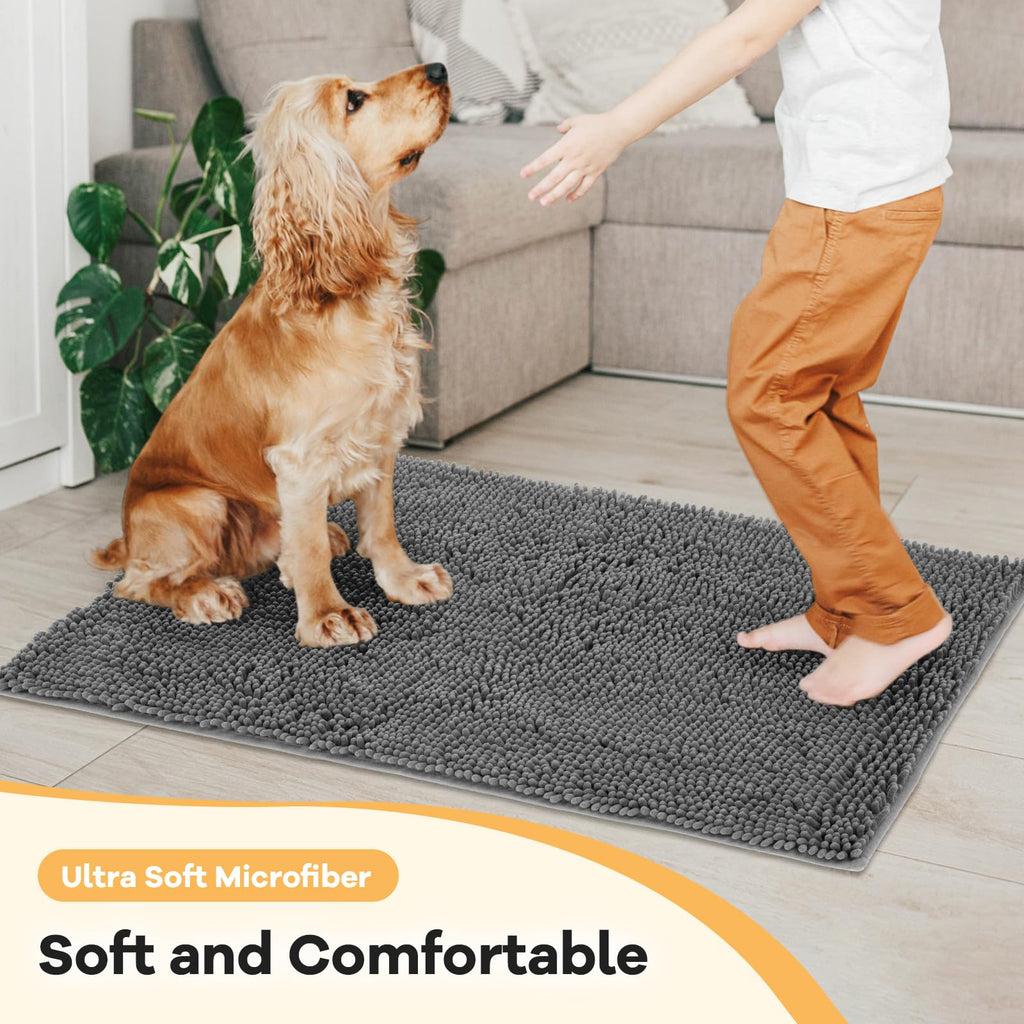 HOMEK Absorbent Dog Door Mat - 48x30, Chenille Indoor Entryway Rug