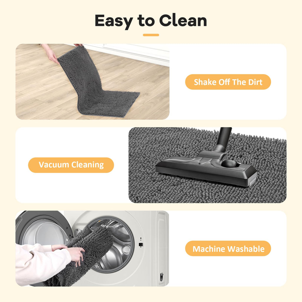HOMEK Absorbent Dog Door Mat - 48x30, Chenille Indoor Entryway Rug
