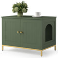 Homhedy Cat Litter Box Enclosure — Green & Gold Modern Cat Washroom Furniture