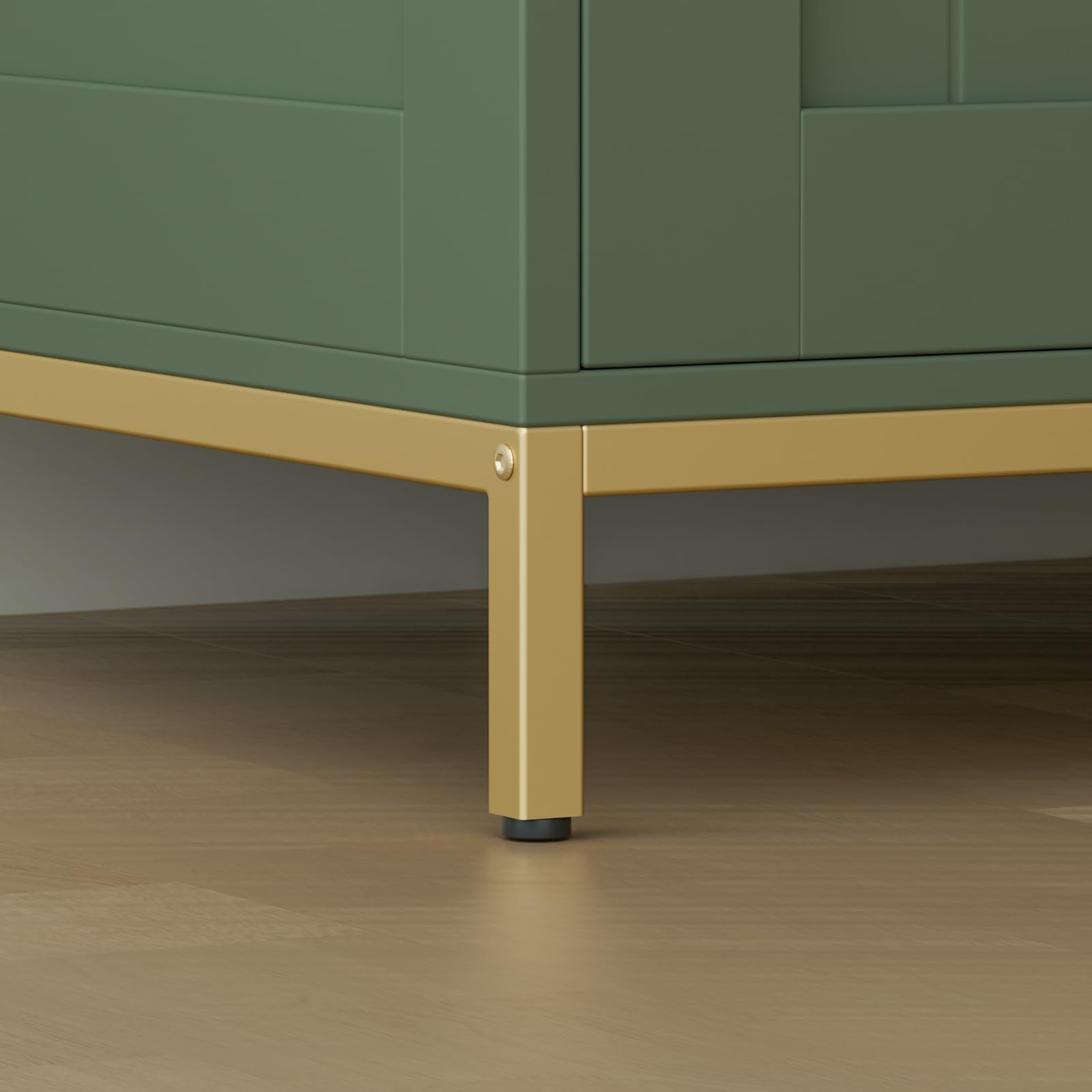 Homhedy Cat Litter Box Enclosure — Green & Gold Modern Cat Washroom Furniture
