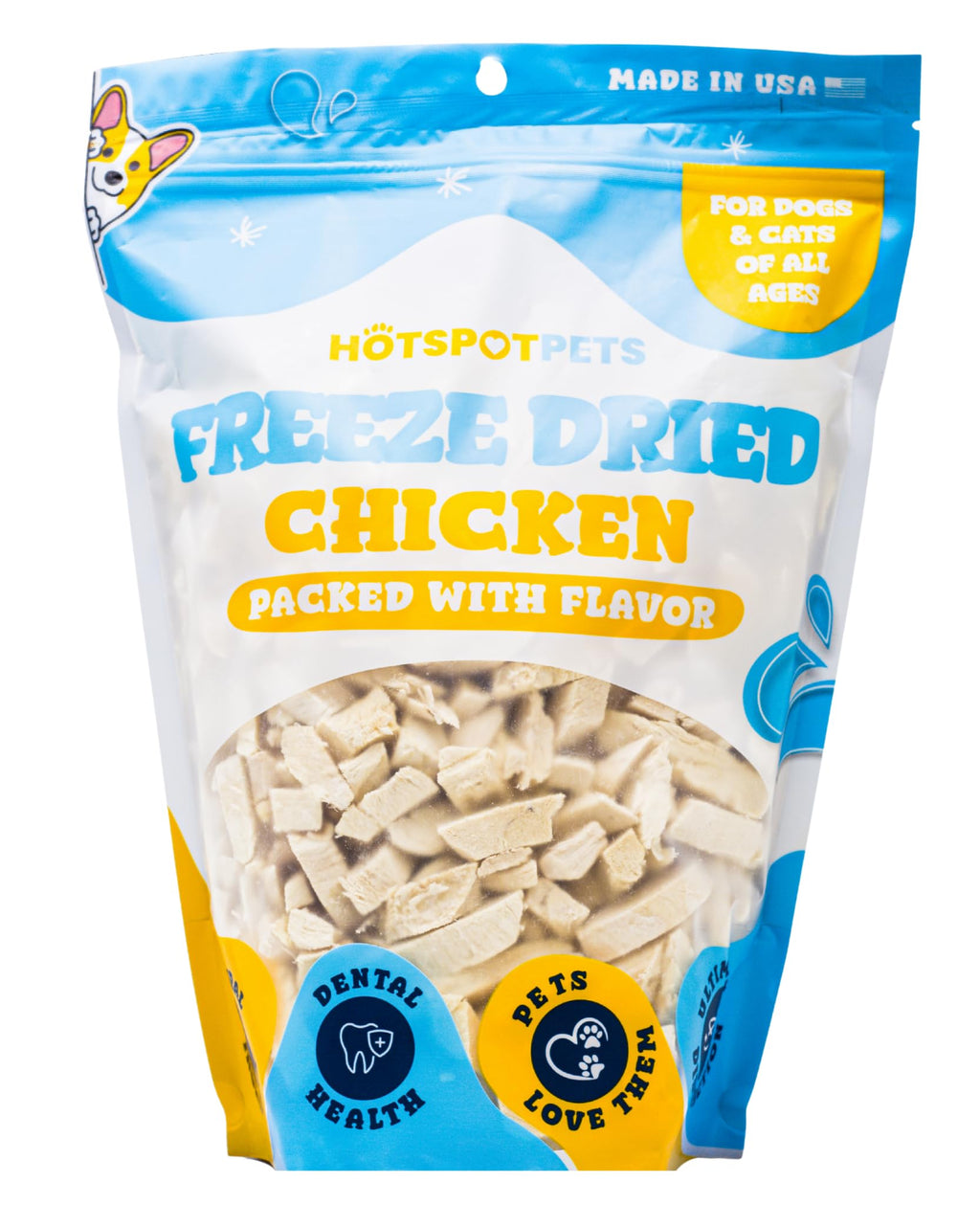 Hotspot Pets Freeze Dried Chicken Treats for Cats & Dogs – 1lb USA-Made, Single-Ingredient, Grain-Free