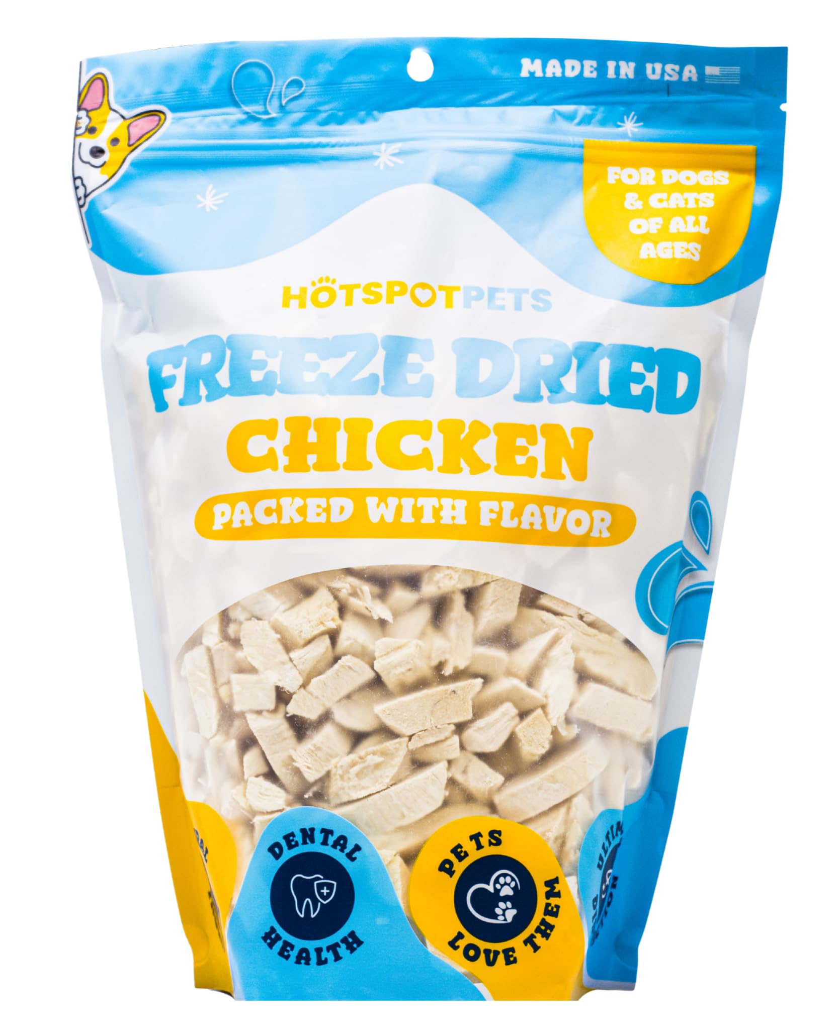 Hotspot Pets Freeze Dried Chicken Treats for Cats & Dogs – 1lb USA-Made, Single-Ingredient, Grain-Free