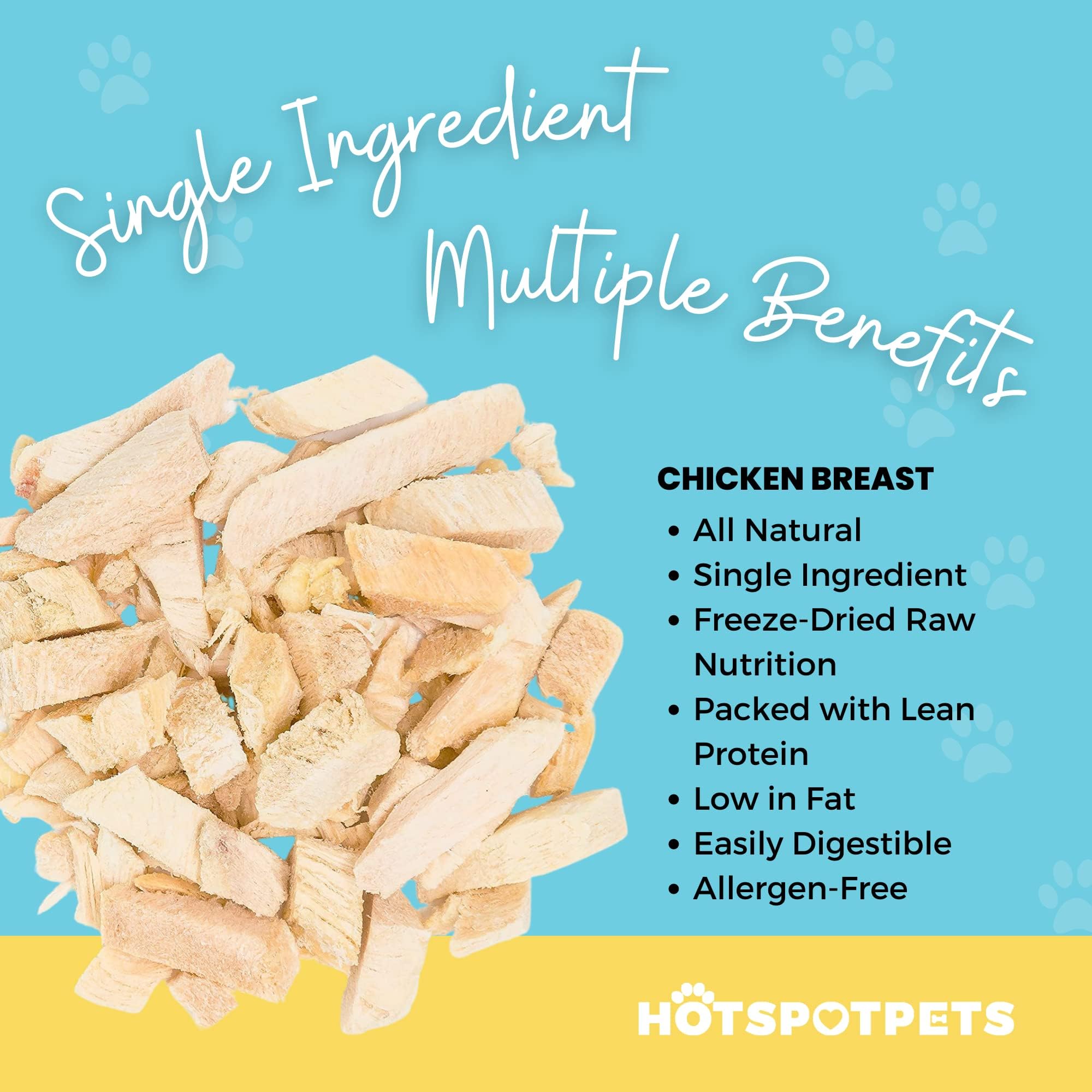 Hotspot Pets Freeze Dried Chicken Treats for Cats & Dogs – 1lb USA-Made, Single-Ingredient, Grain-Free