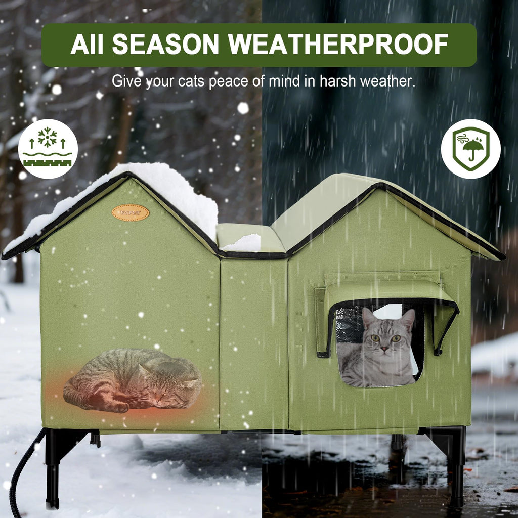 HXPLN Extra Large Heated Outdoor Cat House – Weatherproof Winter Shelter