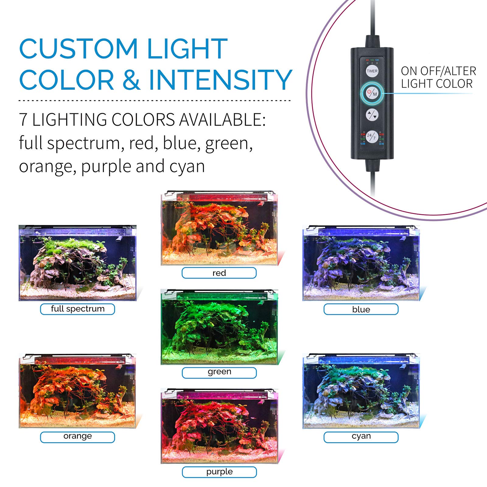 hygger Advanced LED Aquarium Light with Timer, 24/7 Cycle & DIY Mode for 36-42in Freshwater Tanks