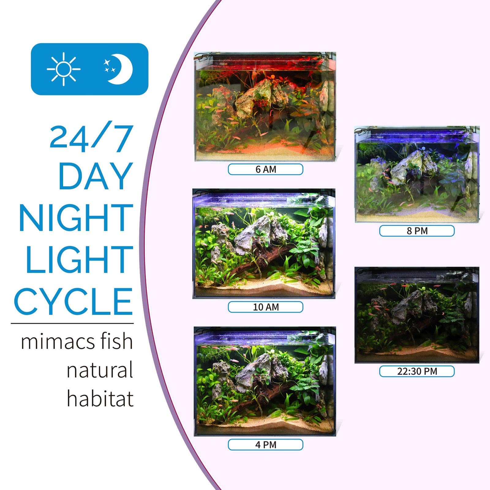 hygger Advanced LED Aquarium Light with Timer, 24/7 Cycle & DIY Mode for 36-42in Freshwater Tanks
