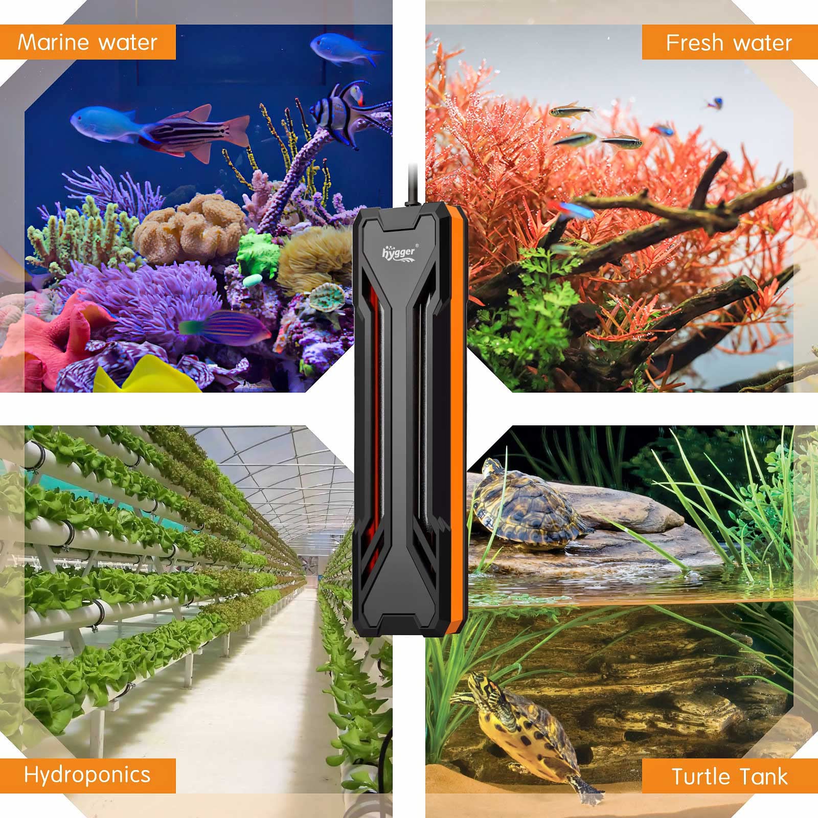 hygger Aquarium Heater 300W-1000W | Submersible with Digital LED Controller & Auto Shut-Off for Freshwater & Saltwater