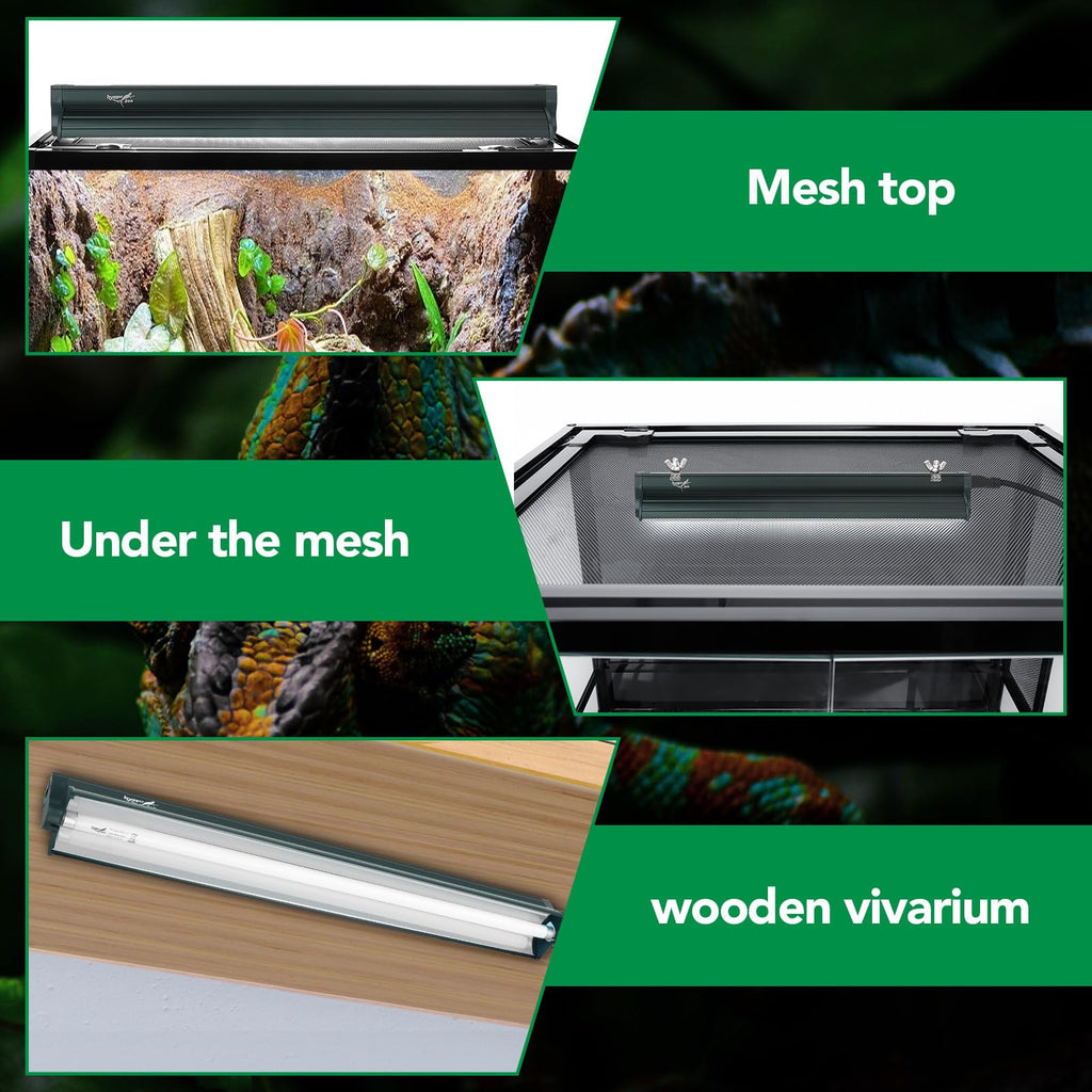 Hygger Zoo T5 Reptile Light Fixture Green Combo Kit – 39W UVB 10.0