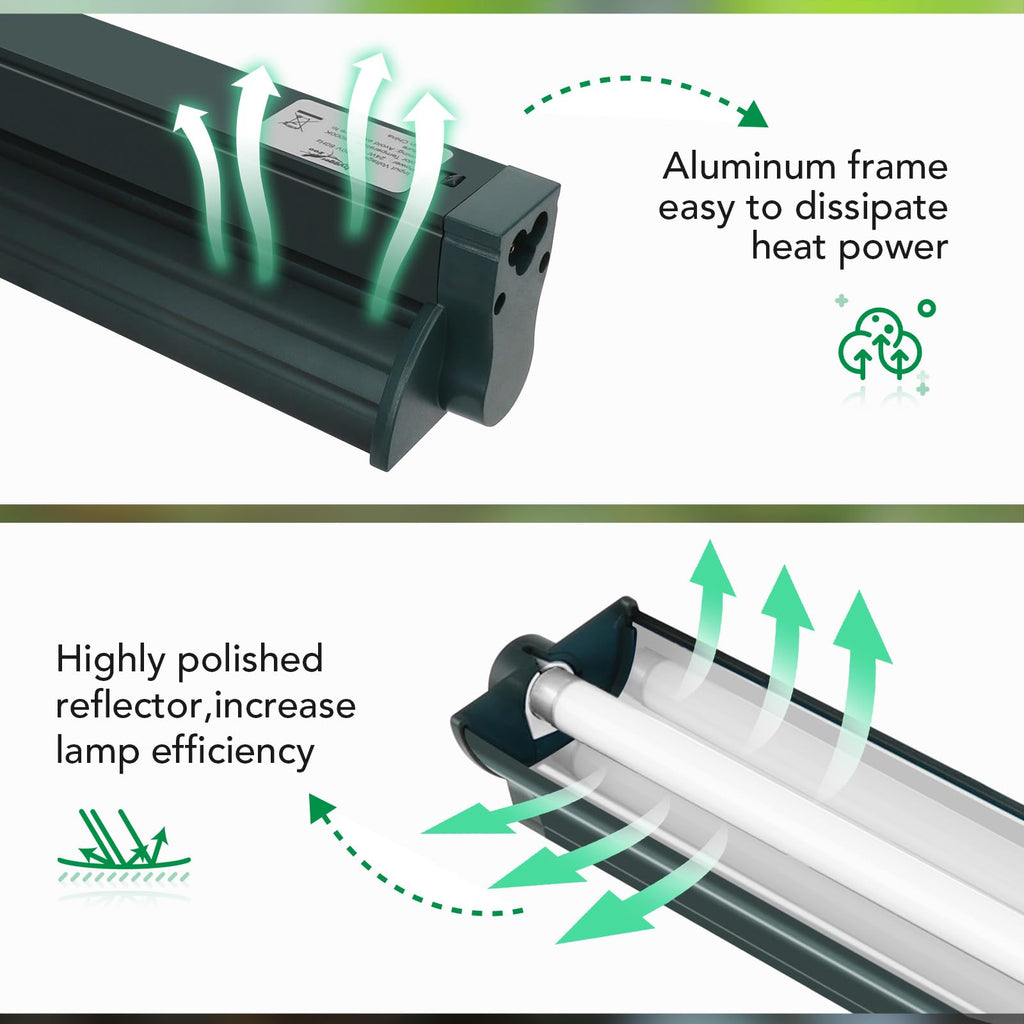 Hygger Zoo T5 Reptile Light Fixture Green Combo Kit – 39W UVB 10.0