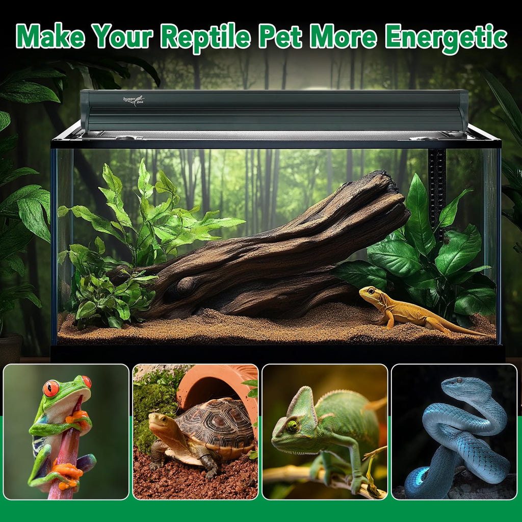 Hygger Zoo T5 Reptile Light Fixture Green Combo Kit – 39W UVB 10.0