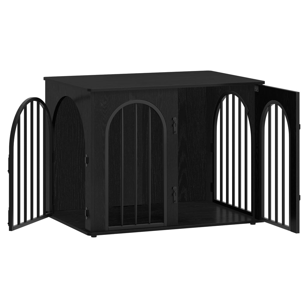 Hzuaneri 31.5'' Wooden Dog Crate Furniture – Heavy-Duty Indoor Kennel & End Table, Black DFC85104B