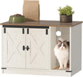 Hzuaneri Cat Litter Box Enclosure — Rustic Farmhouse Cabinet (31.5 x 19.7 x 20.9 in)