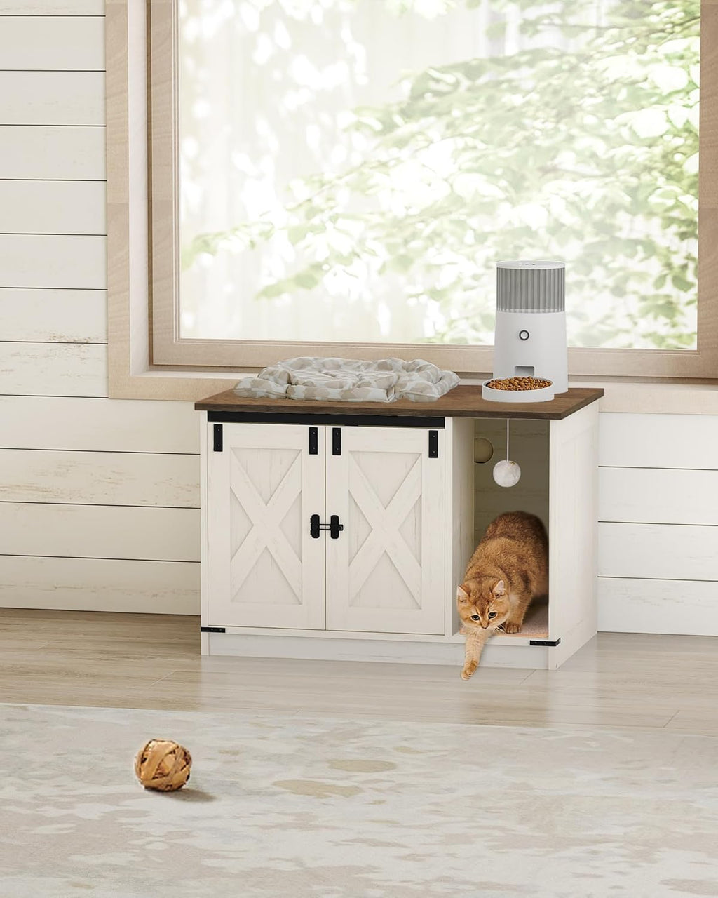 Hzuaneri Cat Litter Box Enclosure — Rustic Farmhouse Cabinet (31.5 x 19.7 x 20.9 in)