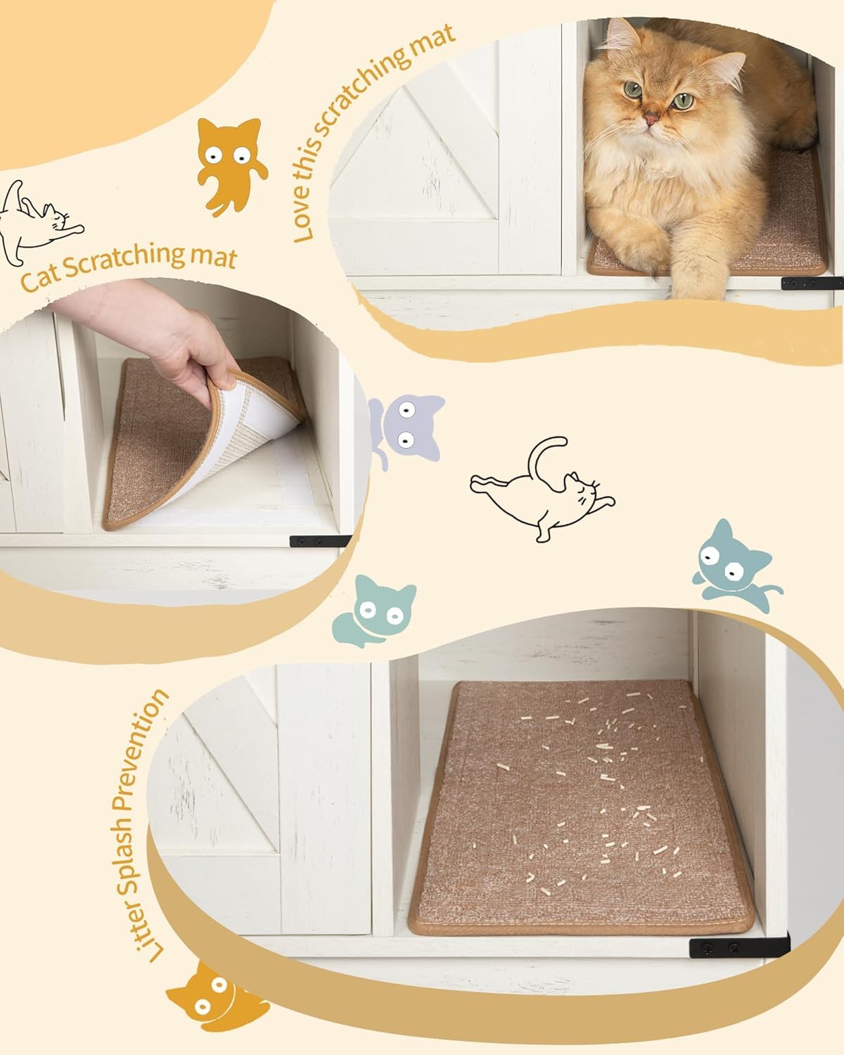 Hzuaneri Cat Litter Box Enclosure — Rustic Farmhouse Cabinet (31.5 x 19.7 x 20.9 in)