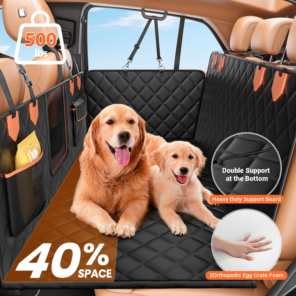 IJVAE Dog Seat Cover for Back Seat – Waterproof, 500 lb Capacity, Nonslip Hammock for SUVs & Sedans