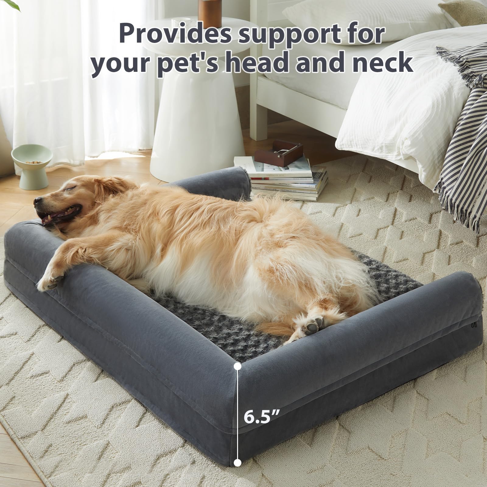 BFPETHOME Large Orthopedic Dog Bed for Medium & Large Dogs – Waterproof & Washable Cover