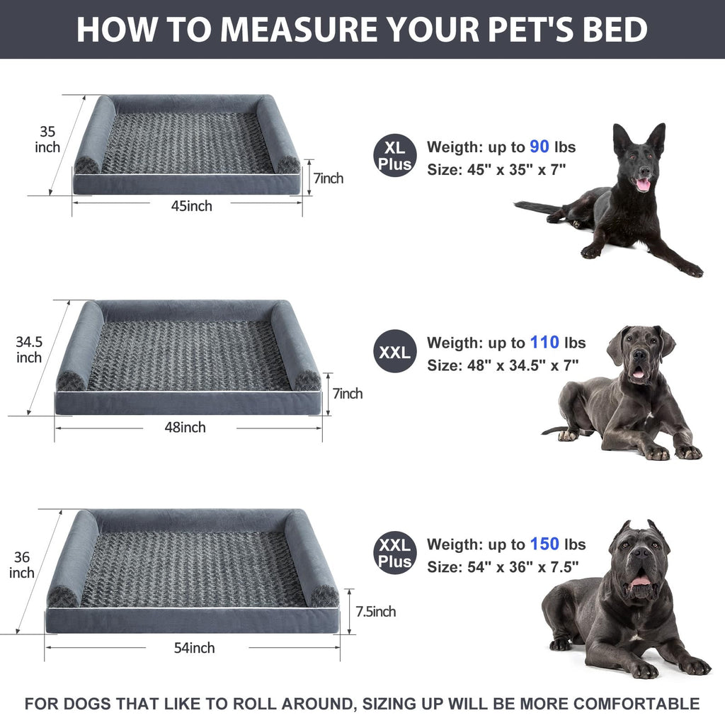BFPETHOME Large Orthopedic Dog Bed for Medium & Large Dogs – Waterproof & Washable Cover