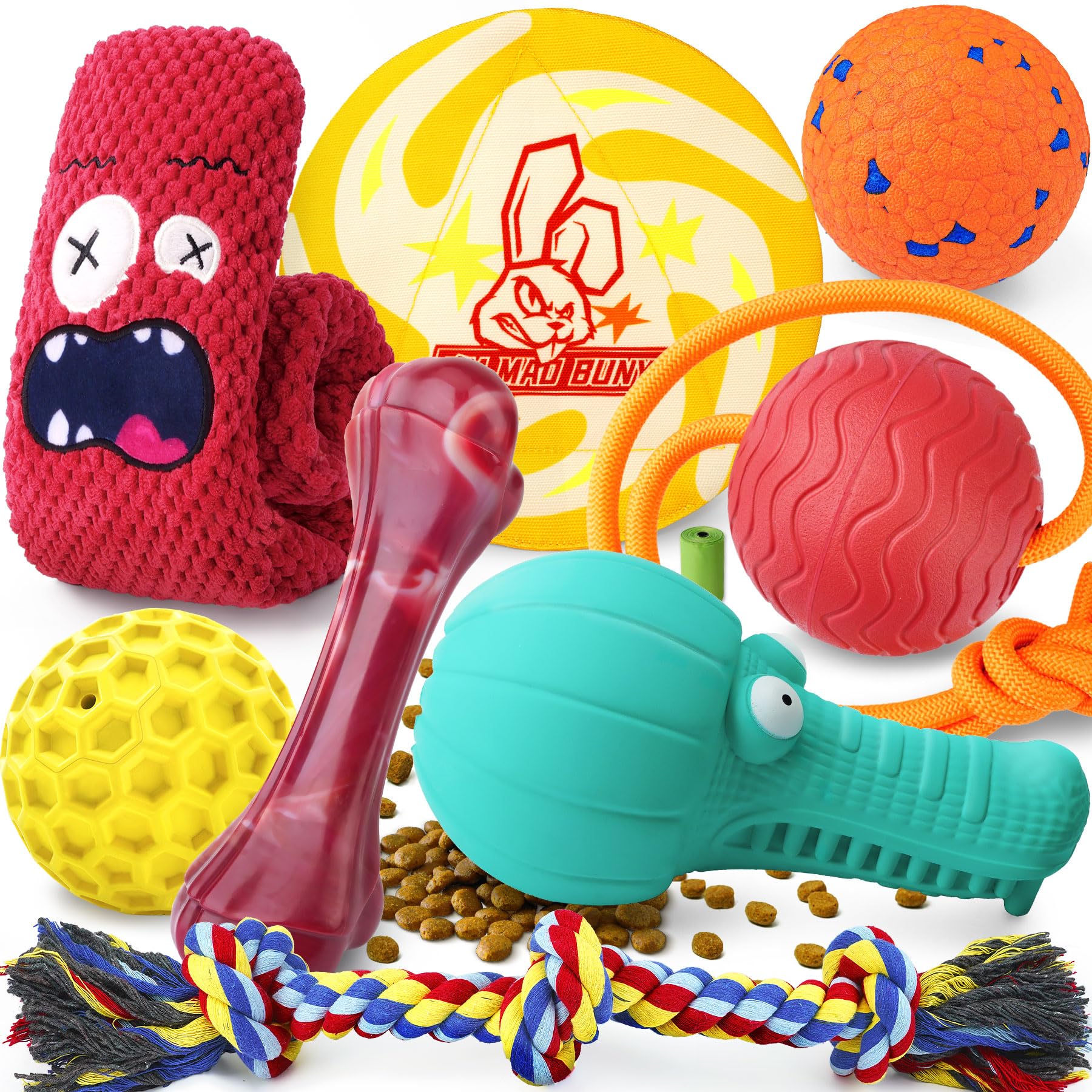 IMMADBUNY Heavy Duty Dog Toys – 9 Pack Indestructible Toys for Aggressive Chewers (Large & Medium Dogs)