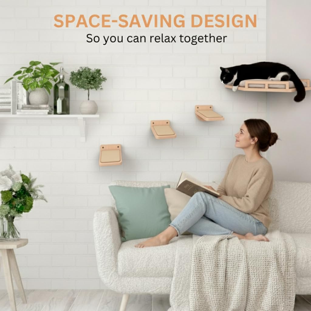 INICIO Cat Wall Shelves – Modern 3-Step Wall Furniture for Cats up to 15lbs