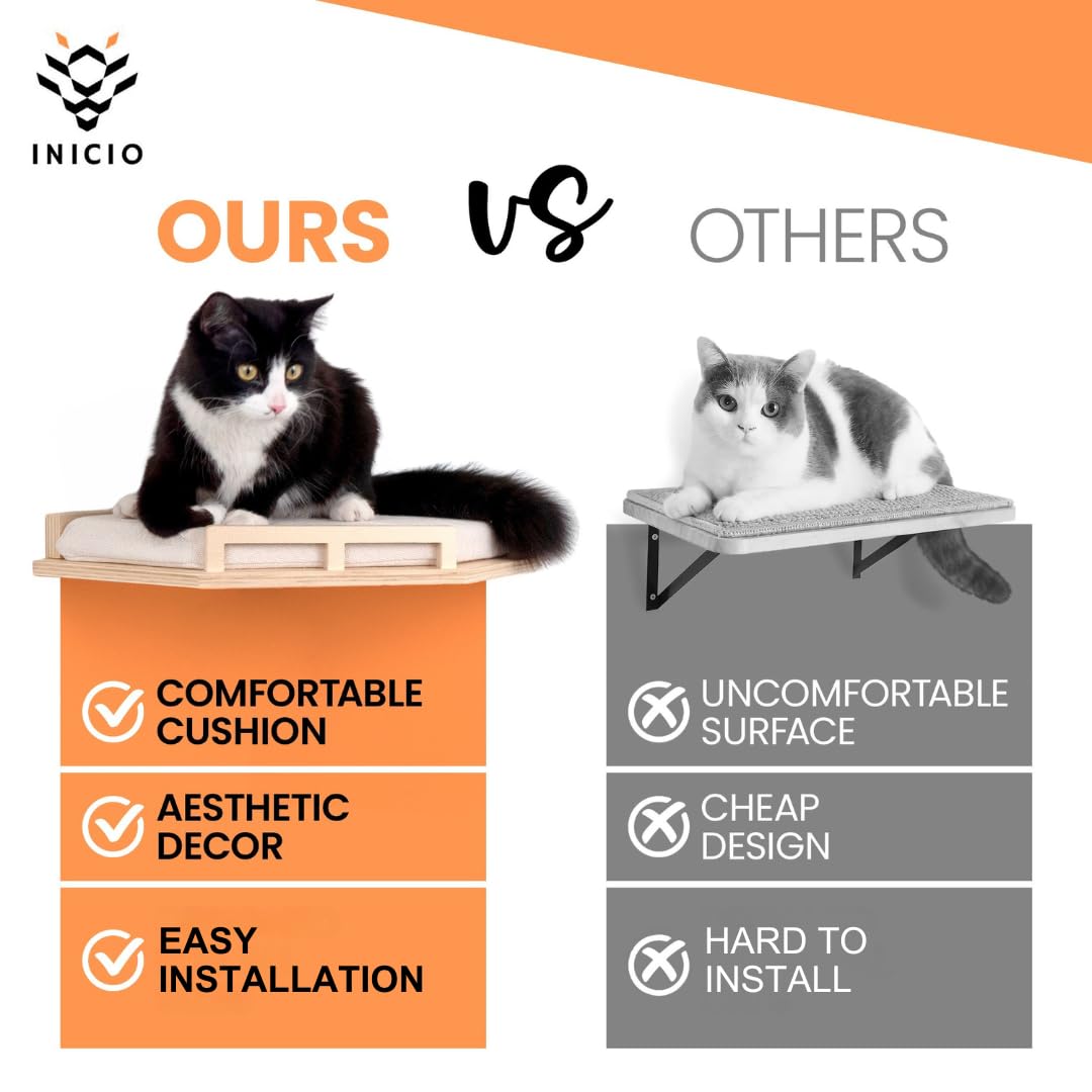 INICIO Cat Wall Shelves – Modern 3-Step Wall Furniture for Cats up to 15lbs