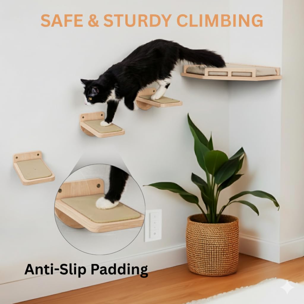 INICIO Cat Wall Shelves – Modern 3-Step Wall Furniture for Cats up to 15lbs