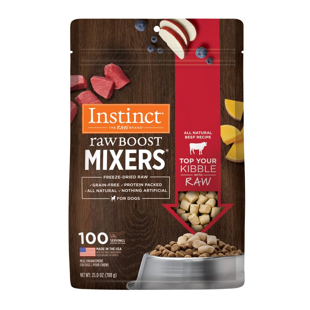 Instinct Raw Boost Mixers – Freeze-Dried Grain-Free Beef Topper for Dogs, 25 oz