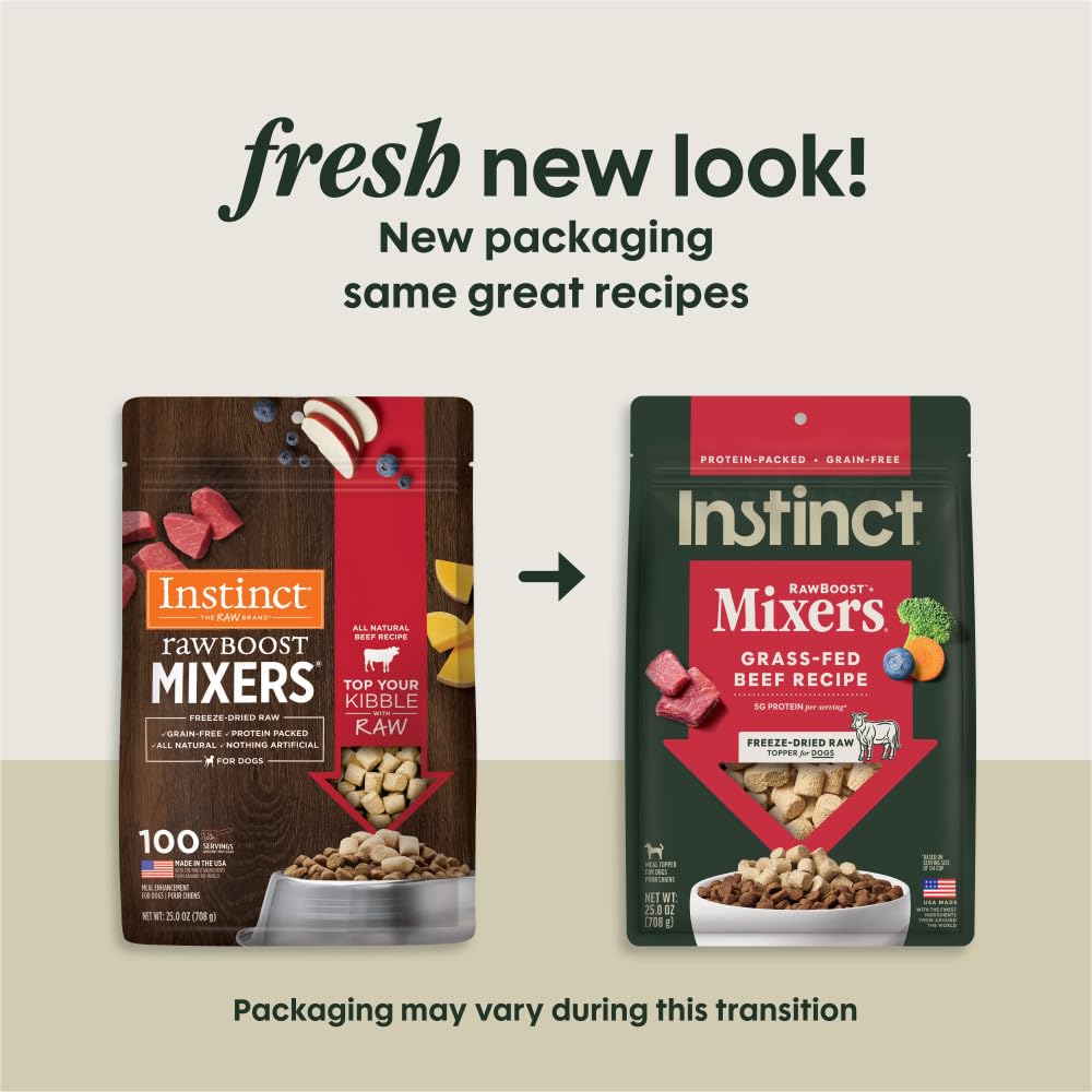 Instinct Raw Boost Mixers – Freeze-Dried Grain-Free Beef Topper for Dogs, 25 oz