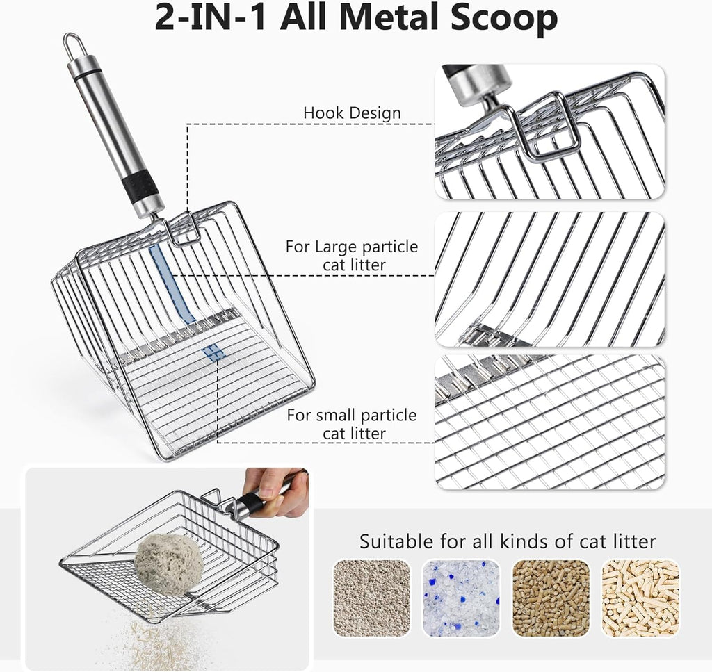 INVENHO Stainless Steel Litter Box – Extra Large, Leak-Proof with Lid, Easy-Clean