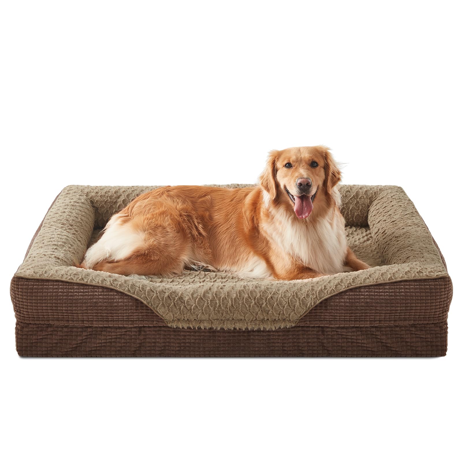 INVENHO Orthopedic Dog Bed XL – Washable Egg-Crate Memory Foam Couch, Waterproof Lining, Non-Slip