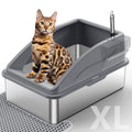 INVENHO Stainless Steel Litter Box – Extra Large, Leak-Proof with Lid, Easy-Clean