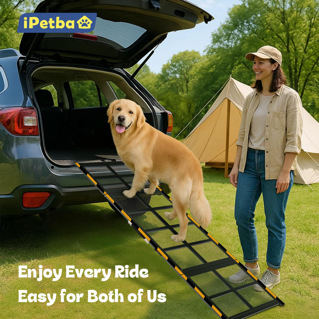 IPETBA Dog Ramp for Car, Truck & SUV – Gentle Slope, Anti-Slip, 200 lb Capacity