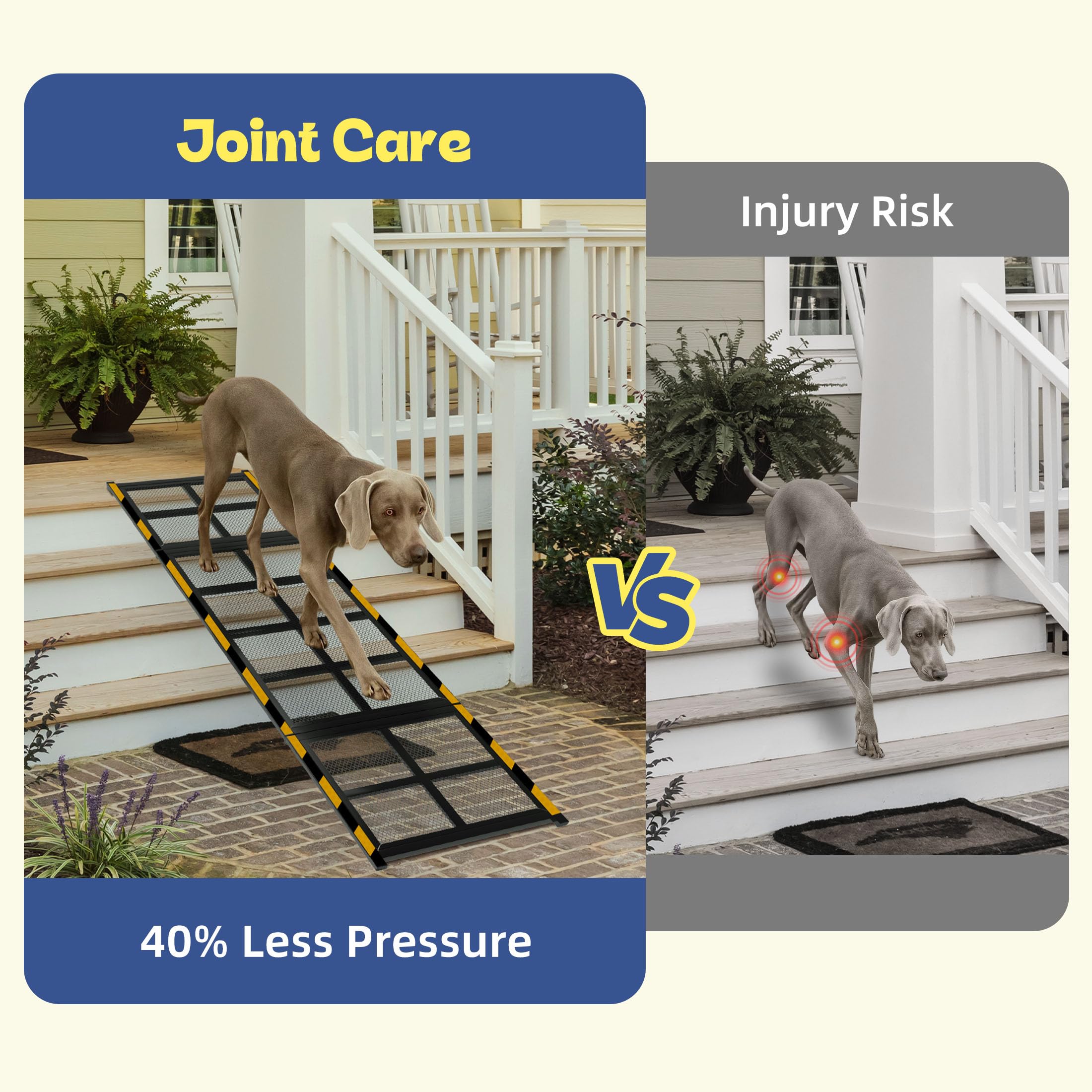IPETBA Dog Ramp for Car, Truck & SUV – Gentle Slope, Anti-Slip, 200 lb Capacity