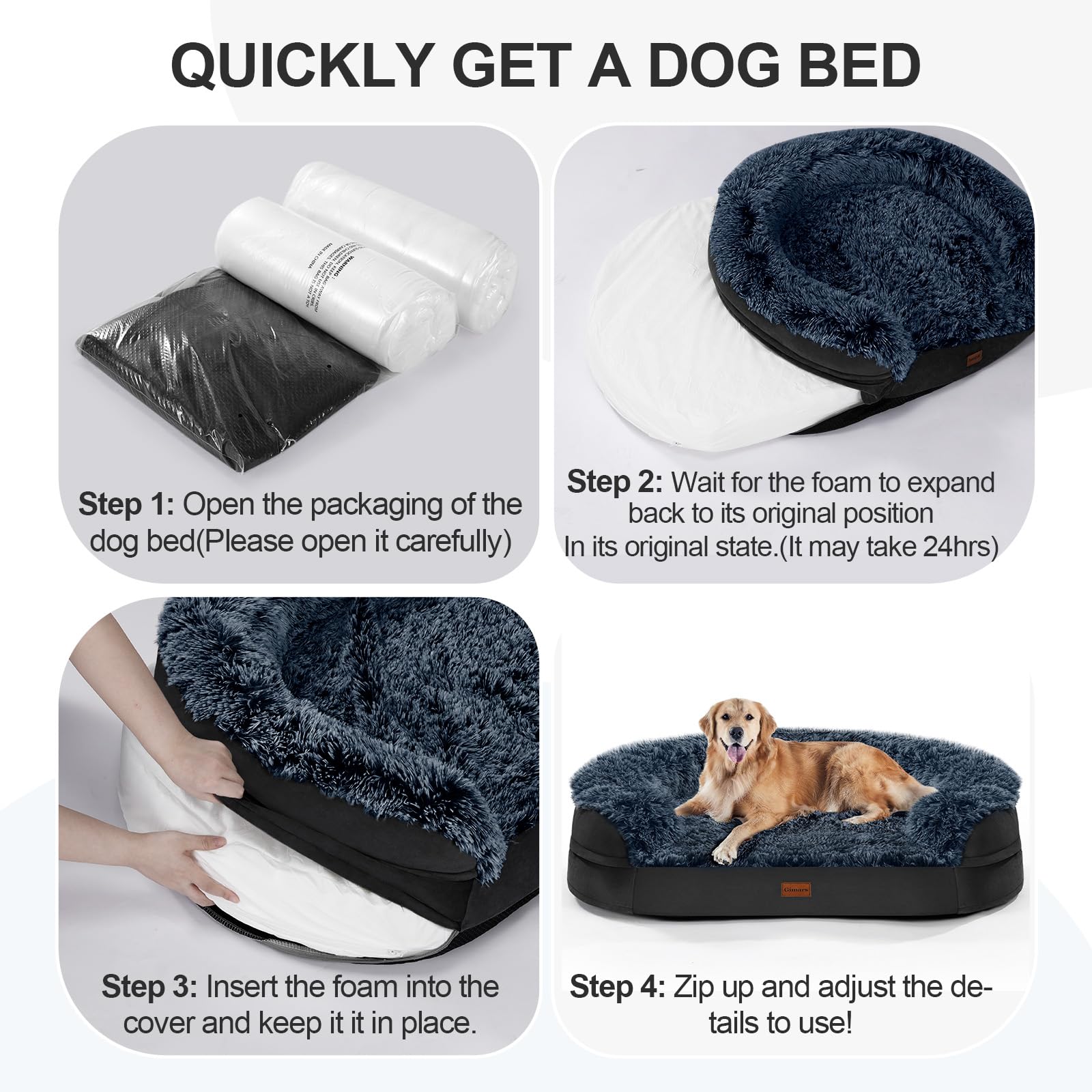 iweepet Black Dog Bed for Large Dogs — 41 x 32.6 x 7.7 in Orthopedic Memory Foam