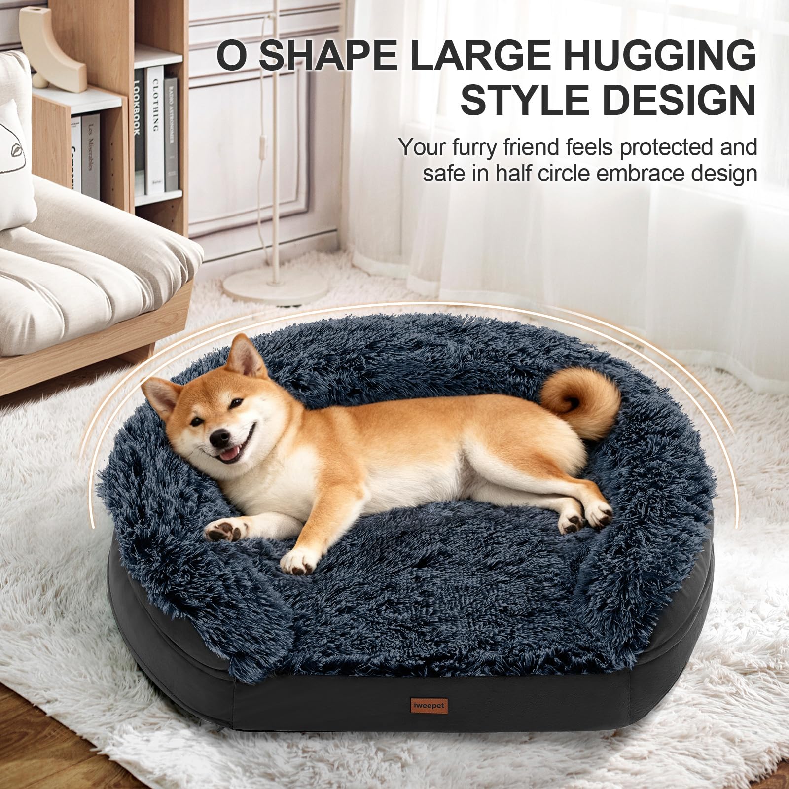 iweepet Black Dog Bed for Large Dogs — 41 x 32.6 x 7.7 in Orthopedic Memory Foam