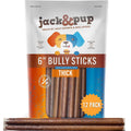 Jack&Pup 6-Inch Thick Bully Sticks for Dogs (12 Pack) – 100% Beef, Single-Ingredient Chews for Medium & Large Dogs