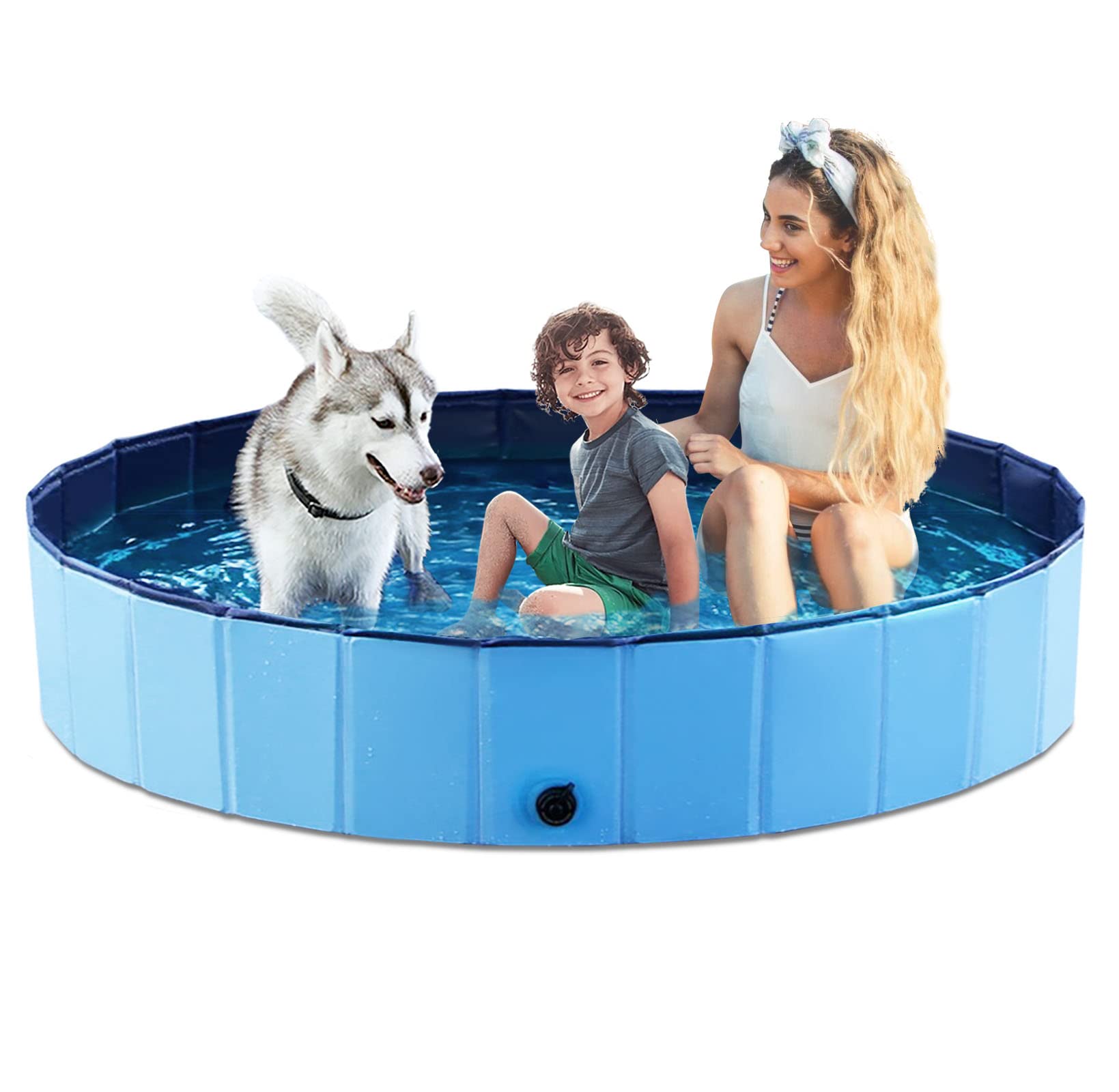 Jasonwell Foldable Dog Pool 71-inch Blue | Collapsible, Portable Bath Tub for Pets & Kids