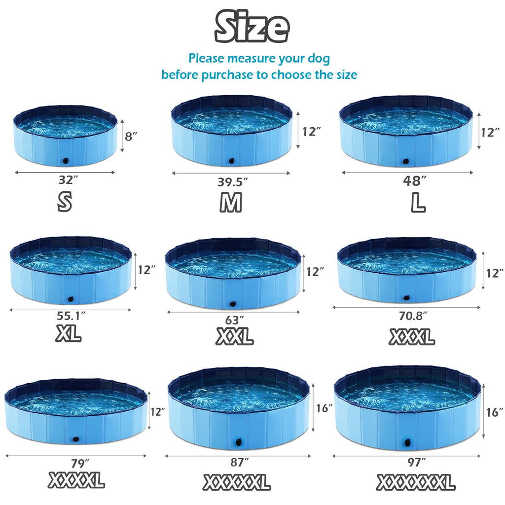 Jasonwell Foldable Dog Pool 71-inch Blue | Collapsible, Portable Bath Tub for Pets & Kids