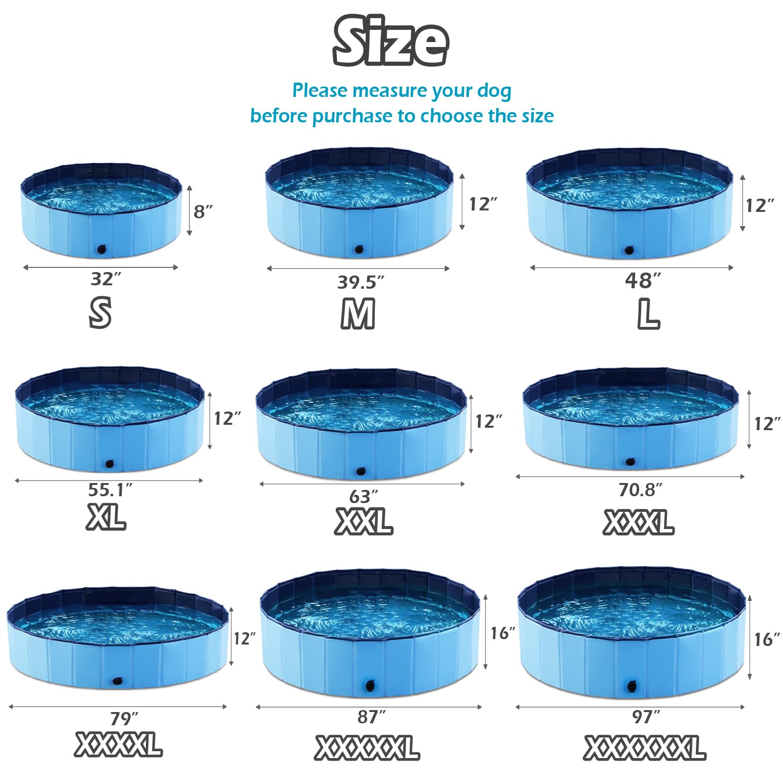 Jasonwell Foldable Dog Pool 71-inch Blue | Collapsible, Portable Bath Tub for Pets & Kids