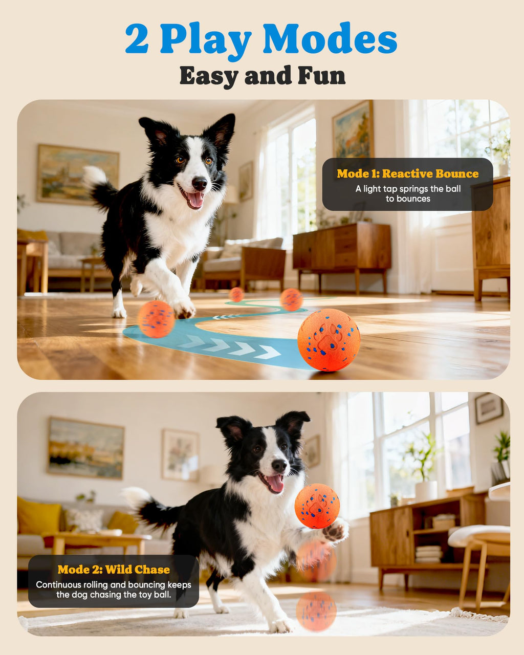 JGLXF Smart Interactive Dog Toy – Auto Moving Ball for Medium & Large Dogs (IPX7, E-TPU)