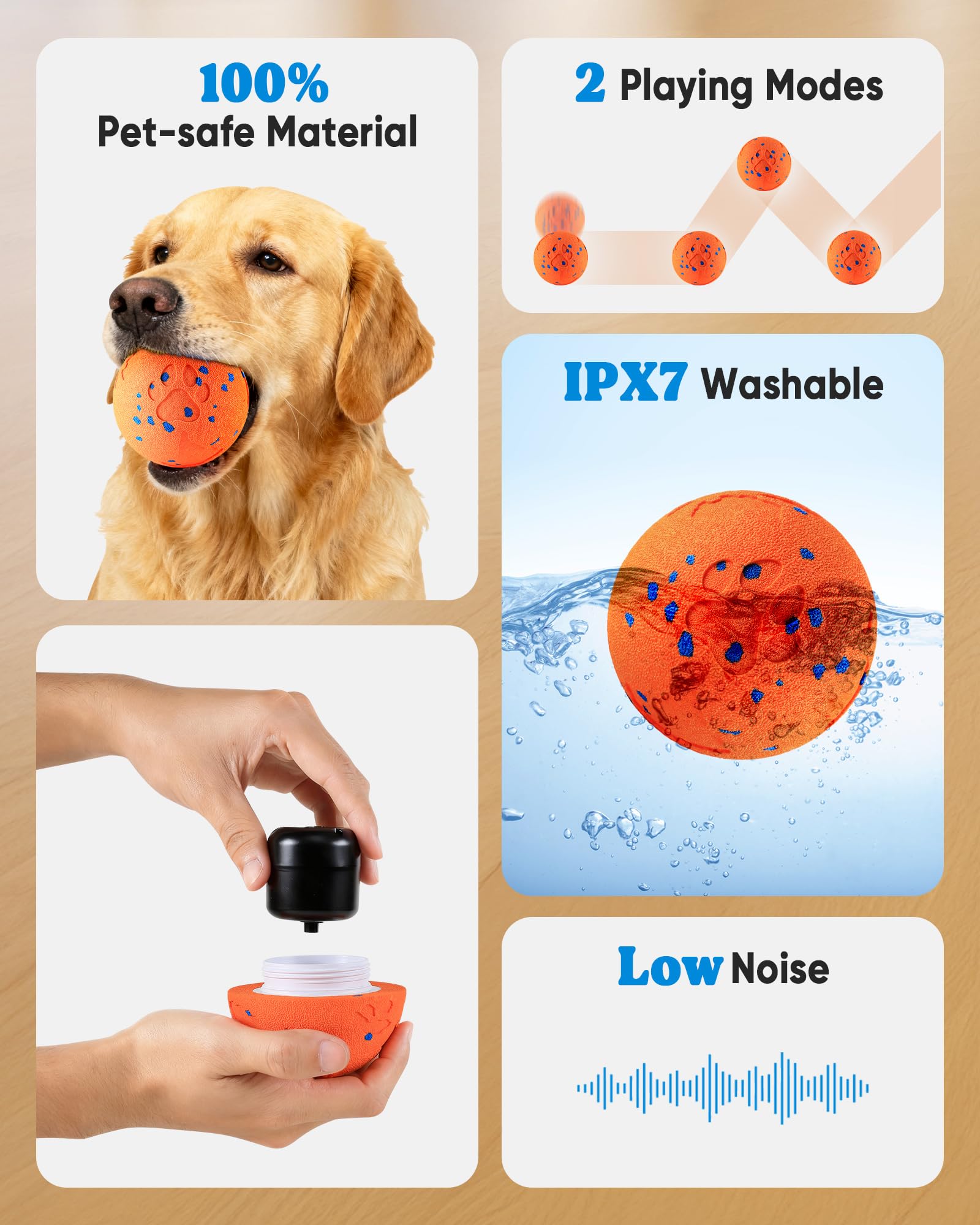 JGLXF Smart Interactive Dog Toy – Auto Moving Ball for Medium & Large Dogs (IPX7, E-TPU)