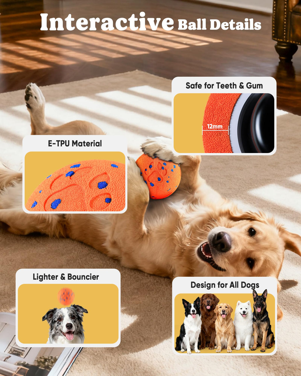 JGLXF Smart Interactive Dog Toy – Auto Moving Ball for Medium & Large Dogs (IPX7, E-TPU)