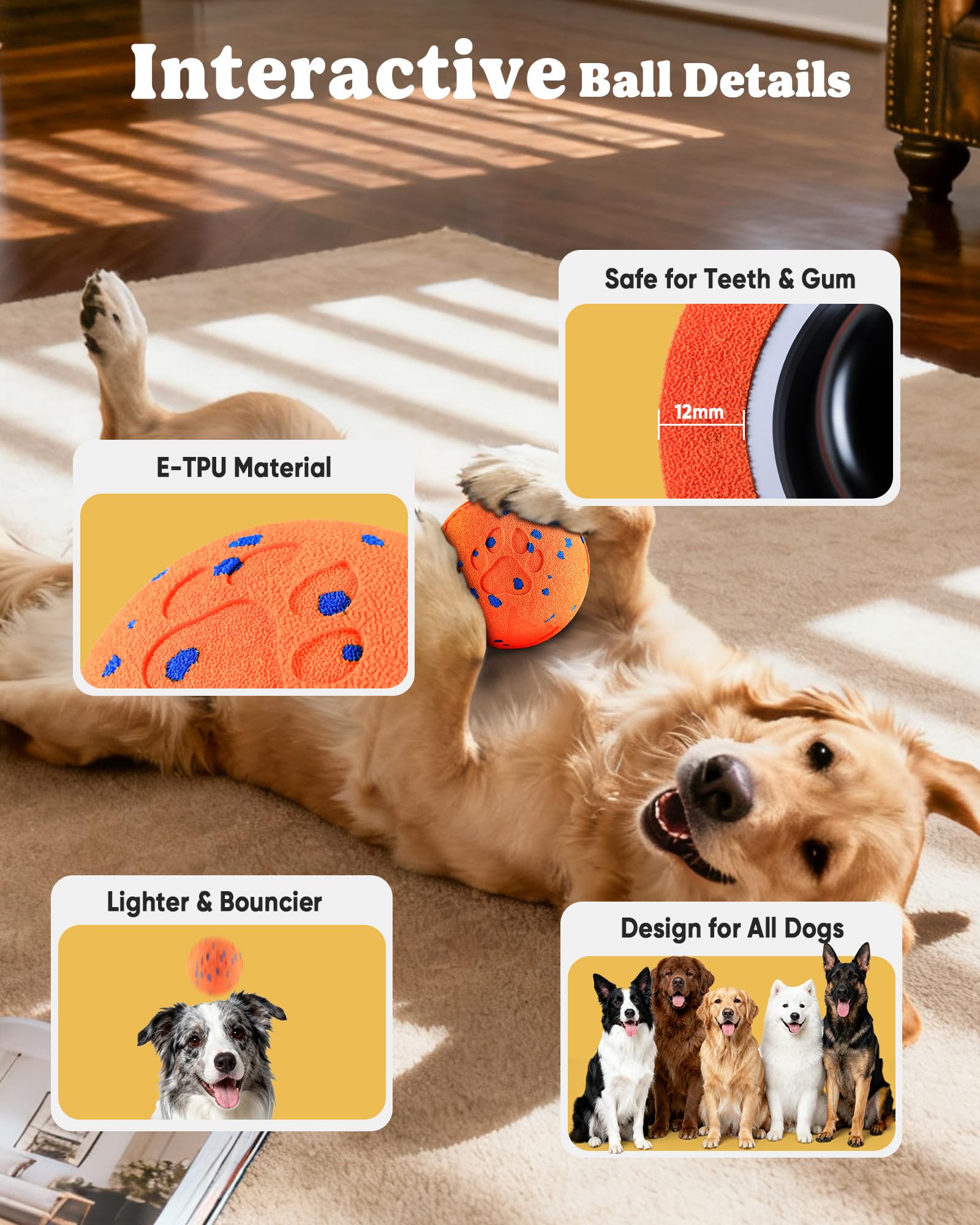 JGLXF Smart Interactive Dog Toy – Auto Moving Ball for Medium & Large Dogs (IPX7, E-TPU)