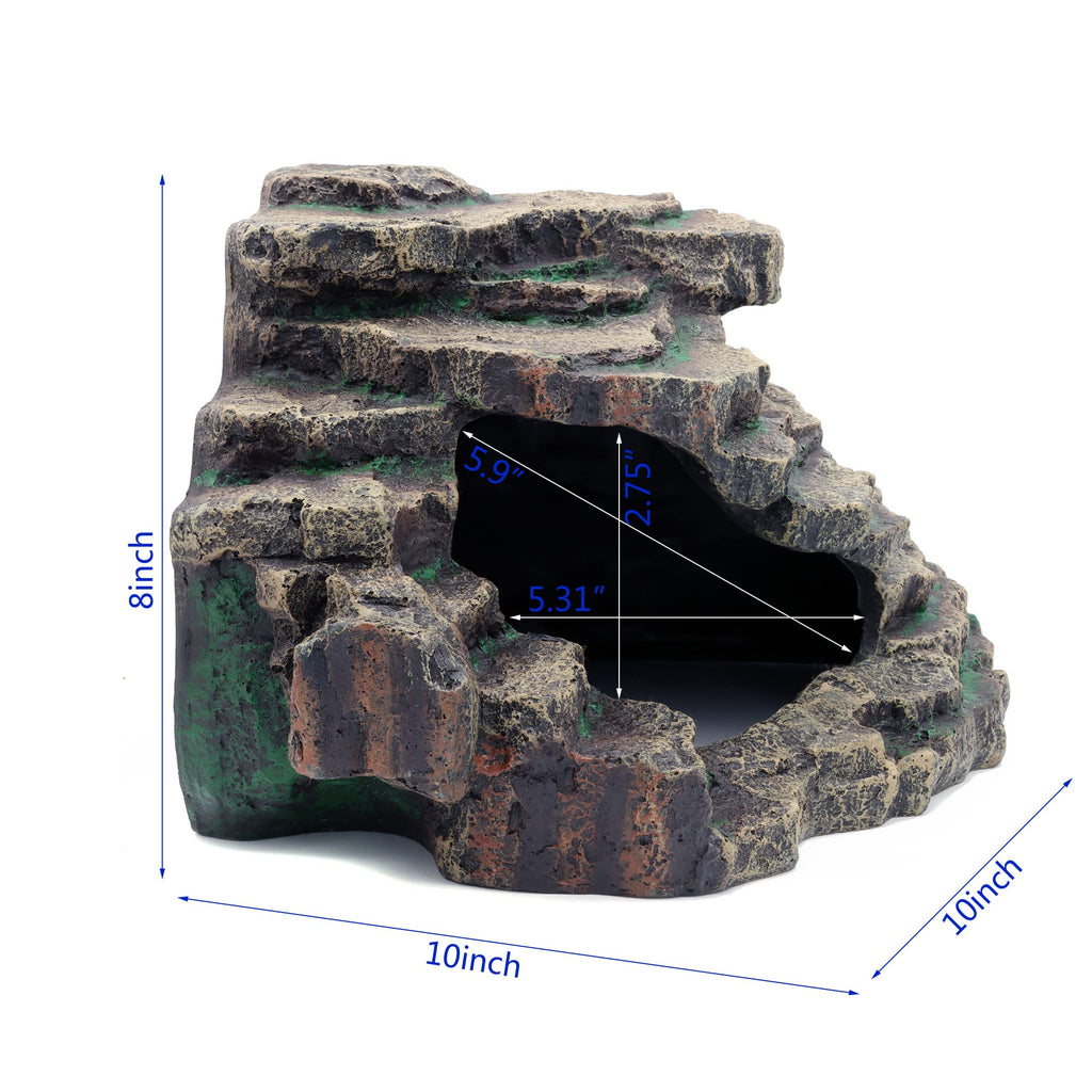 JIHAQUA Extra Large Bearded Dragon Hideout – Natural Rock Cave for Reptile Tanks