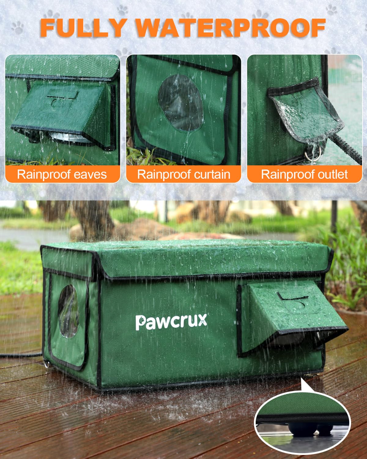 JLSAME Weatherproof Heated Cat House for Outdoor Winter – Insulated Shelter with Escape Door