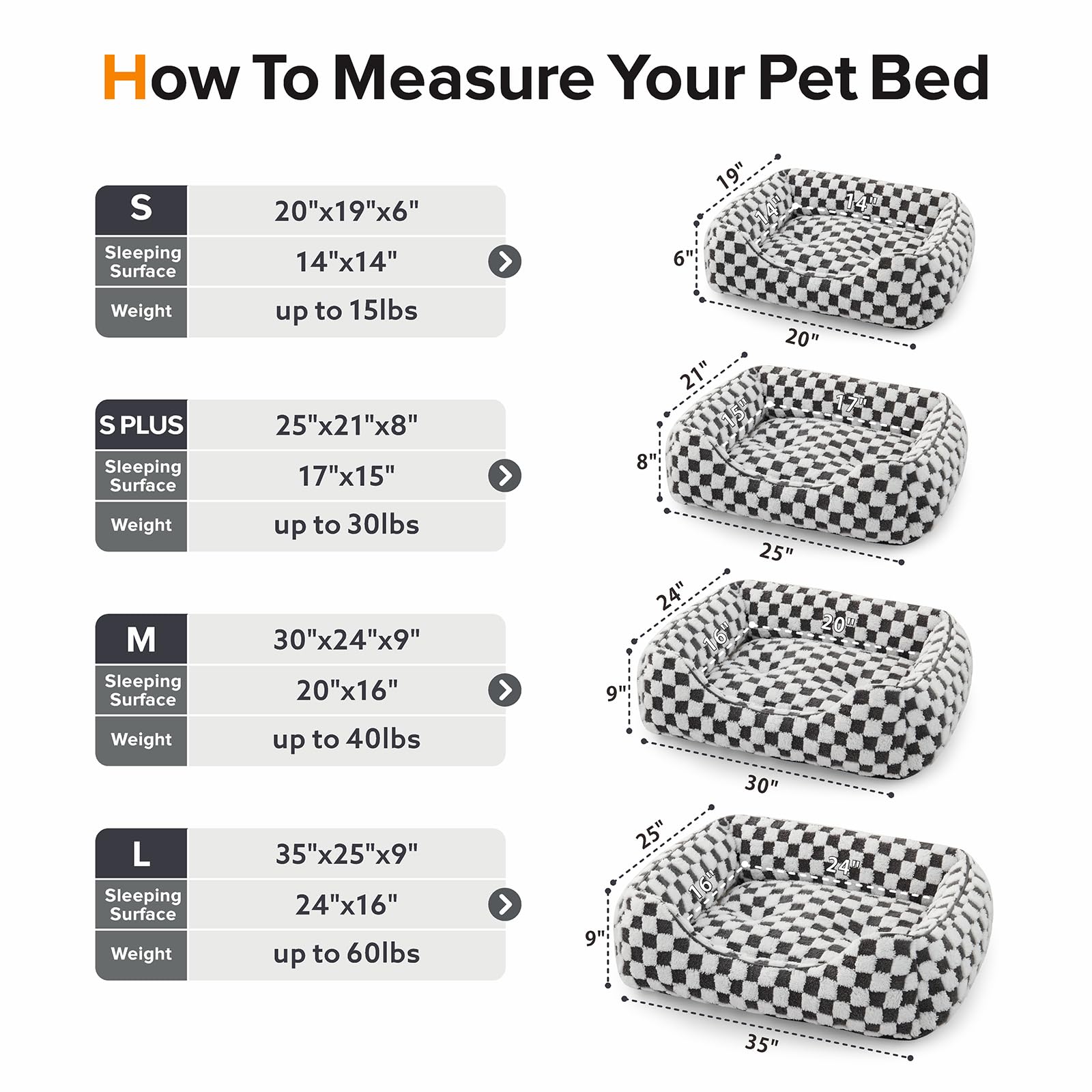 JOEJOY Orthopedic Dog Bed – Rectangle Sofa for Small to Large Dogs, 30x24x9 in (Grey)